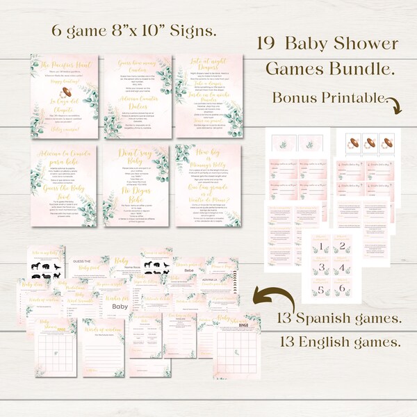 Baby Shower Games Bilingual Green - Etsy