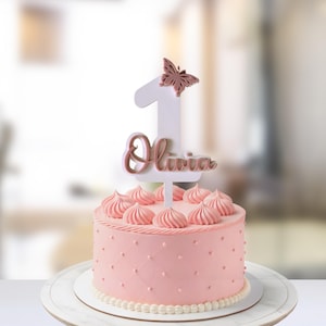 Personalized Girls First Birthday Butterfly cake topper- Smash cake Birthday Baby girl topper-custom color birthday cake topper for girl.