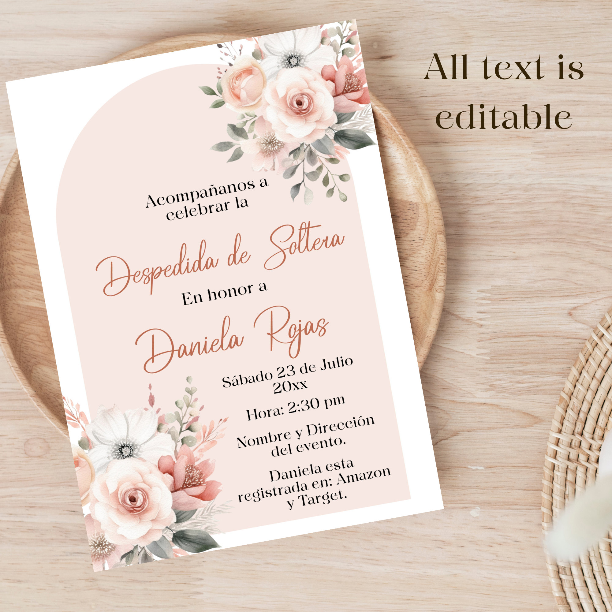 Plantilla de invitación de despedida de soltera española, tarjeta de  invitación imprimible editable Despedida de Soltera O BODA - Etsy México, image size:2000x2000