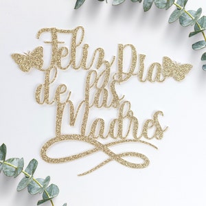 3-6 ou 12 Pcs Feliz Dia de las Madres Topper- Treat Breakable heart toppers-Glitter Cardstock Rose, Or, Argent Décoration cadeau de la fête des Mères