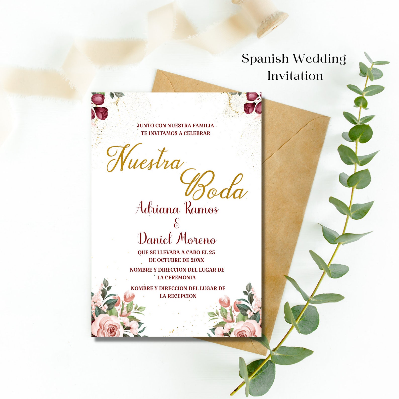 Spanish Wedding Printable Invitation Template Invitacion - Etsy