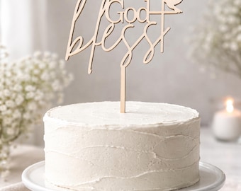 Baptism or Communion God Bless Cake Topper Christening Topper Cake decoration Custom Color First communion Centerpiece Party decoration