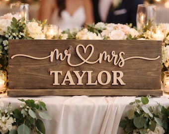 Custom Mr. and Mrs. Sweet table wedding decor Couples name Gifts Housewarming Gift Custom Engagement Gift, Bridal Shower gift.