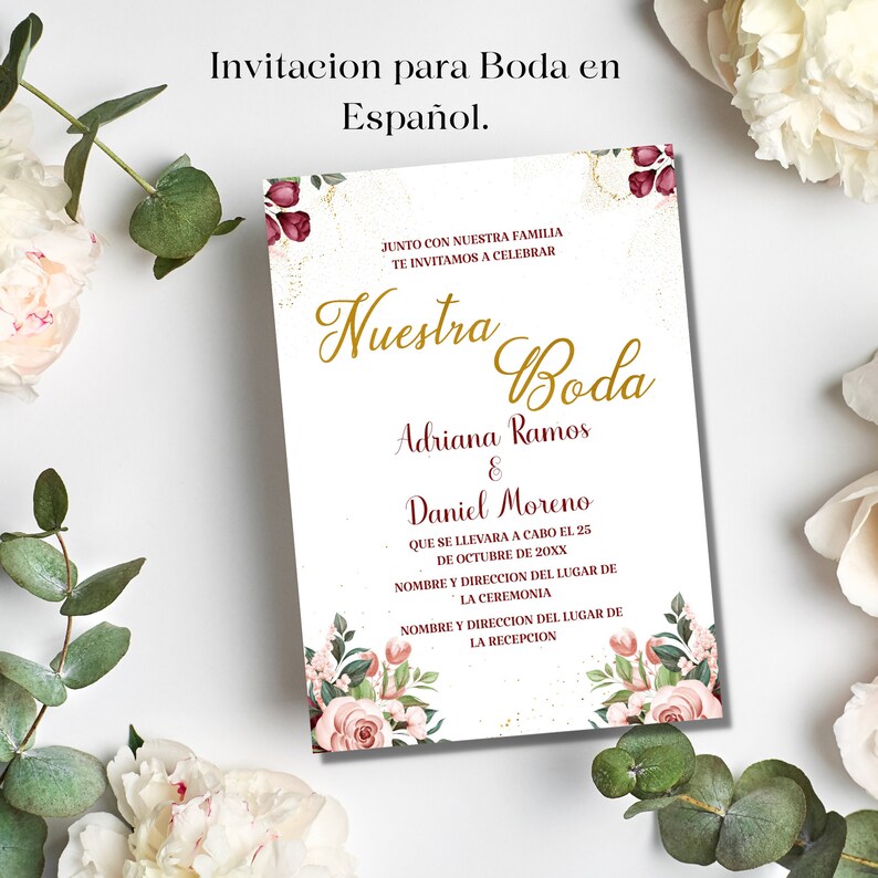 Spanish Wedding Printable Invitation Template Invitacion Etsy