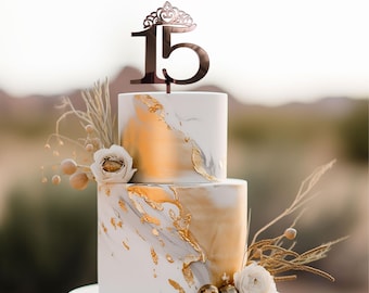 15 BIRTHDAY  Over size Mirror Acrylic or Wood cake topper party decoration Quinceañera  Large 15 number Quinceañera Custom cake topper decor