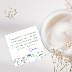 Tarjetita de recuedo para baby shower en Español - Oración y deseos para la  bebe y su mama-recuerdo para baby Shower de Niña.
