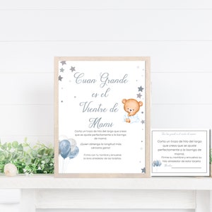 Spanish Baby shower Printable game, How big is Mommy&#39;s Belly Spanish Table Sign, Cuan Grande es el Vientre de mami game, INSTANT DOWNLOAD.