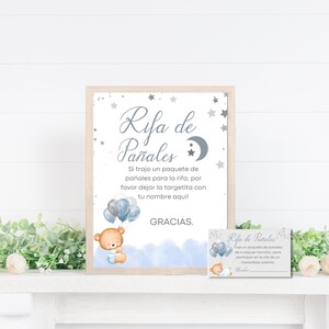 Spanish Baby shower game, Diaper Raffle Boys baby shower Game Spanish Table Sign, Rifa de Pañales printable game INSTANT DOWNLOAD.