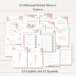 Spanish and English Butterfly Printable Bridal shower games set,  Bilingual Bridal shower, Bachelorette games Bundle Instant Download.