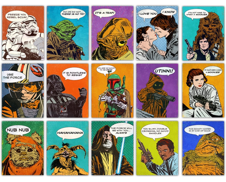 Star Wars Pop Art Quotes Poster Set Of 15 Digital Download Printables Star Wars Pop Art Quotes Poster Set Of 15 Digital Download Printables
