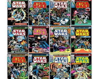 Star Wars Vintage Comic Book Cover Art Poster Set | Digital Download Printables | 8.5x11 | Luke Skywalker, Darth Vader, Han Solo, Chewbacca