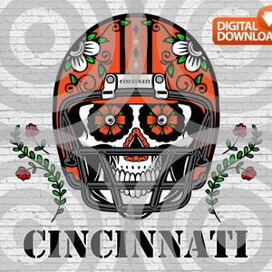 Cincinnati Football Helm Sugar Skull Day Of The Dead - PNG digitaler Download