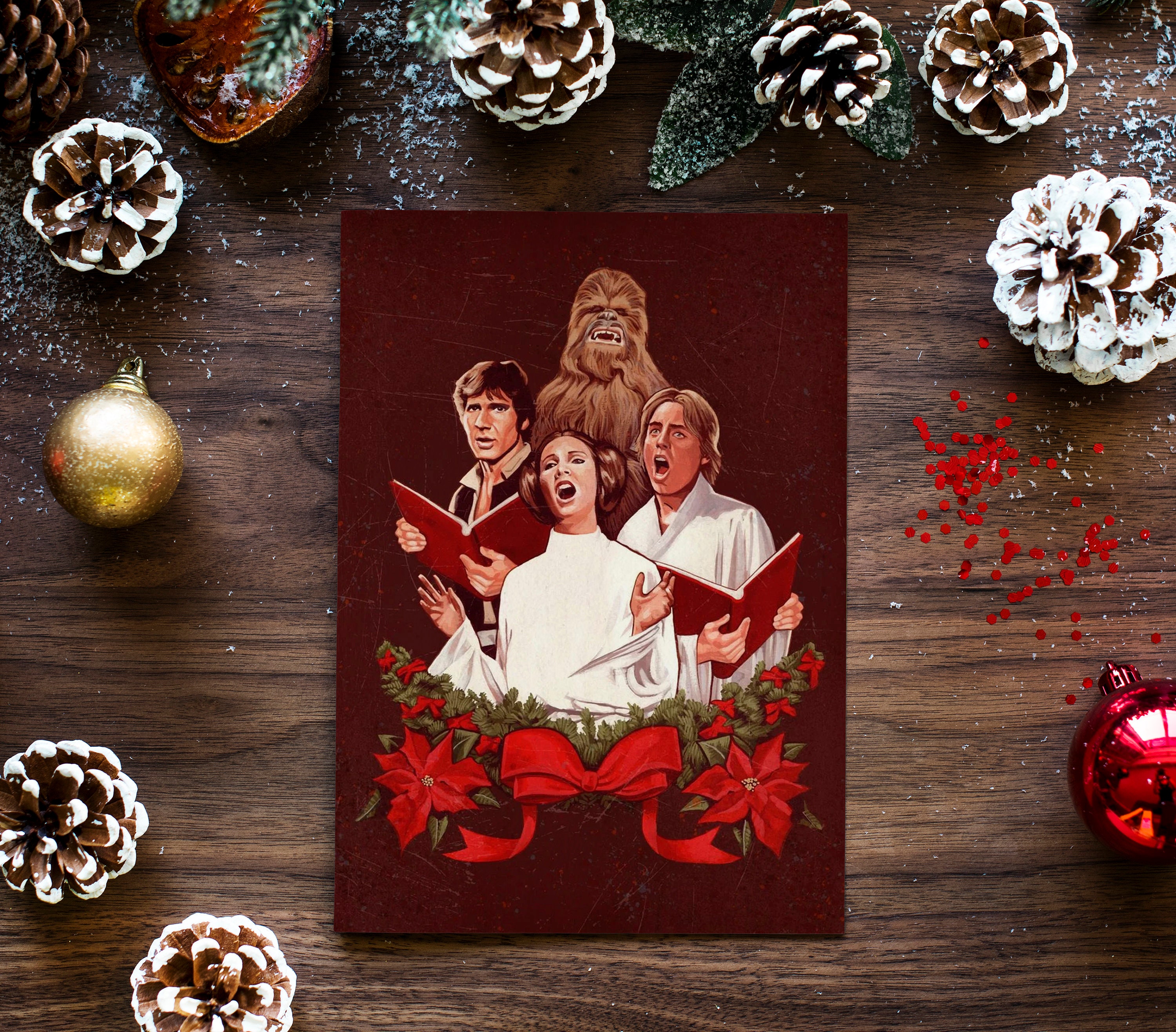 Star Wars Christmas Card Set | Digital Download Printable Greeting Cards |  5x7 | Set of 2: Darth Vader, Luke/han/chewbacca/leia - Etsy, image size:3000x2633