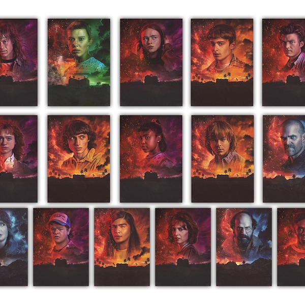 Stranger Things Season 4 Character Portraits Poster Set of 16 | Digital Download Printables | 5x7 | Eddie, Max, Eleven, Dustin, Mike, Will