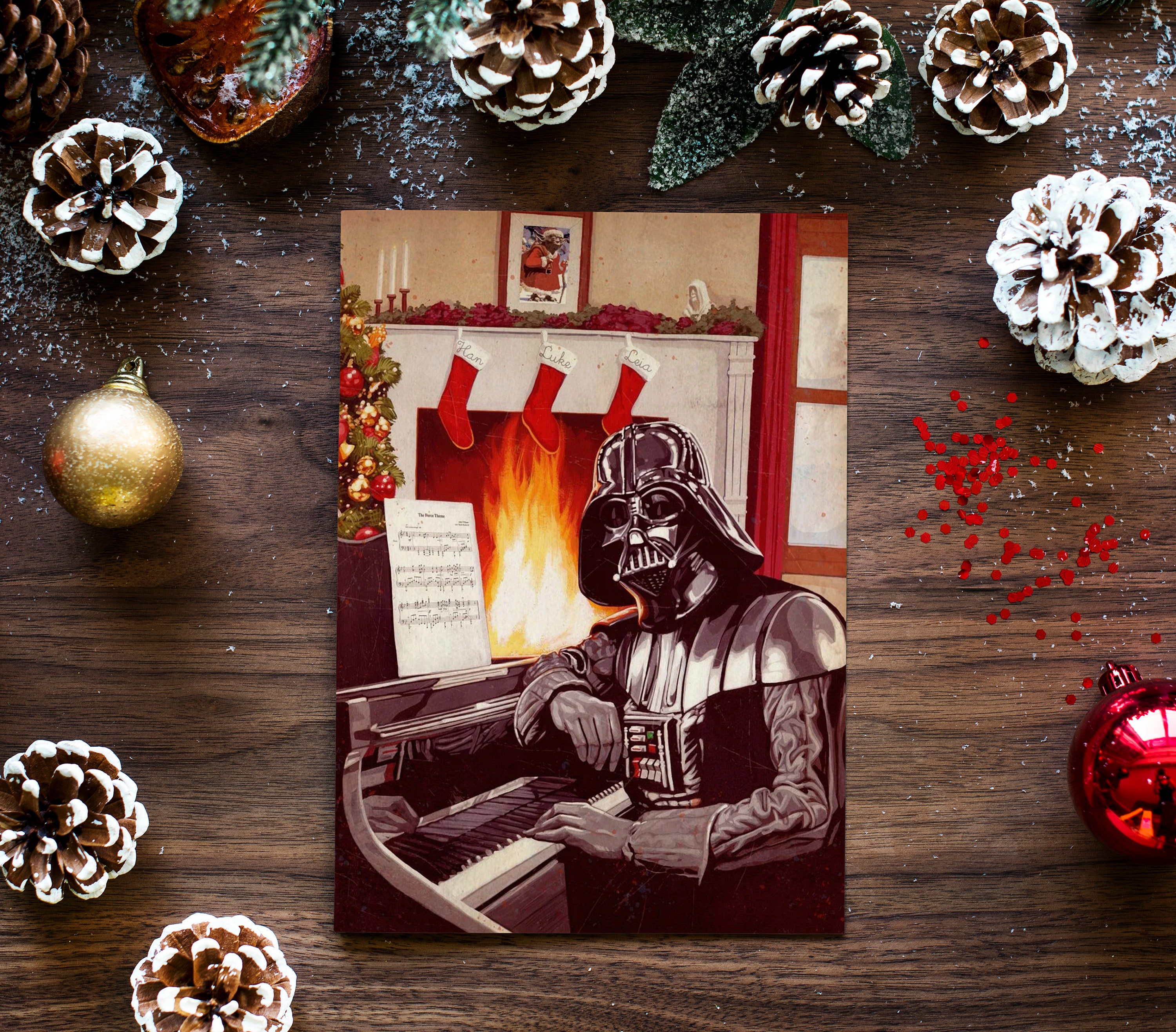 Star Wars Christmas Card Set | Digital Download Printable Greeting Cards |  5x7 | Set of 2: Darth Vader, Luke/han/chewbacca/leia - Etsy, image size:3000x2633