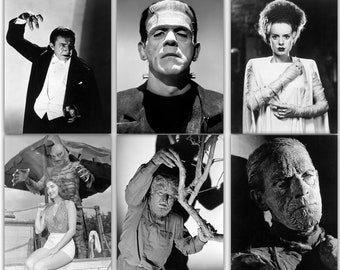 Classic Monsters Horror Poster Set | Digital Download Printables | 8.5x11 | Frankenstein, Bride, Dracula, WolfMan, Mummy, Creature Portraits