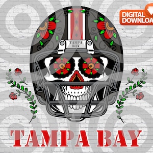 Tampa Bay Football Helm Sugar Skull Day Of The Dead - PNG digitaler Download