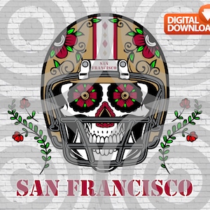 San Francisco Football Helm Sugar Skull Day Of The Dead - PNG digitaler Download