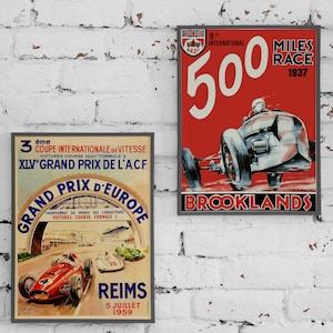 Vintage Car Races Poster Set | Digital Download Printable Art | 5x7 ...