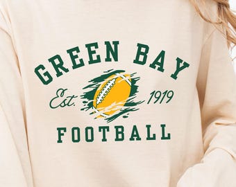 Vintage Green Bay Football Shirt, Green Bay Football T-shirt, Comfort Colors Long Sleeve Shirt, Football Fan Gift, Game Day