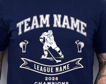 Custom Vintage Beer League Hockey Champion T-Shirt, Personalized Retro League Tee