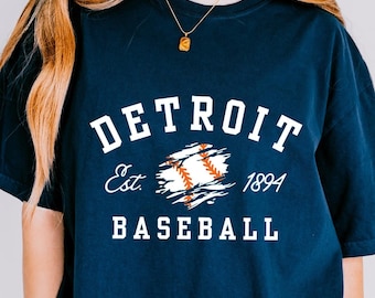Detroit basebolltröja, vintage Varsity-tröja, matchdagströja i bekväma färger