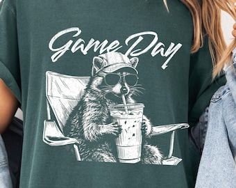 Comfort Colors® Garment-Dyed Game Day T-Shirt, Retro Raccoon Graphic Tee