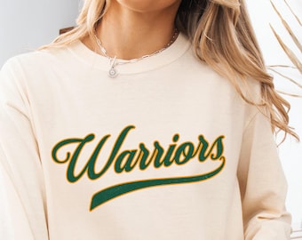 Comfort Colors Warriors Long Sleeve T-Shirt, Vintage Feel School Spirit Apparel