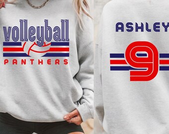 Custom Volleyball Team Name Number Sweatshirt, Game Day Hoodie, Gift for Mom