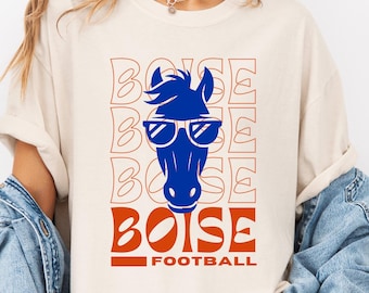 Comfort Colors Boise Football T-Shirt, Vintage Style, Unisex Idaho Apparel