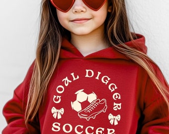 Retro Soccer Girl Youth Hoodie, Goal Digger Gift