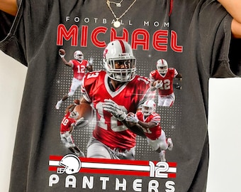 Personalized Football Mom Comfort Colors Shirt, Custom Photo Sport Bootleg Player Shirt, Name Number Football Shirt, Game day Mom Shirt