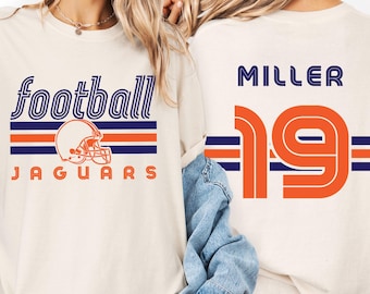 Custom Retro Football Mama Comfort Colors Tee, Personalized Name Number Shirt