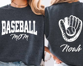 Custom Baseball Mom Sweatshirt, Personalized Name Baseball Mama Hoodie