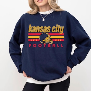 Comfort Colors Kansas City Football Vintage Sweatshirt T-Shirt,Retro Long Sleeve Shirt , Kansas City Fan Gift , Sunday Football True Navy
