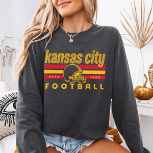 Comfort Colors Kansas City Football Vintage Sweatshirt T-Shirt,Retro Long Sleeve Shirt , Kansas City Fan Gift , Sunday Football image 12