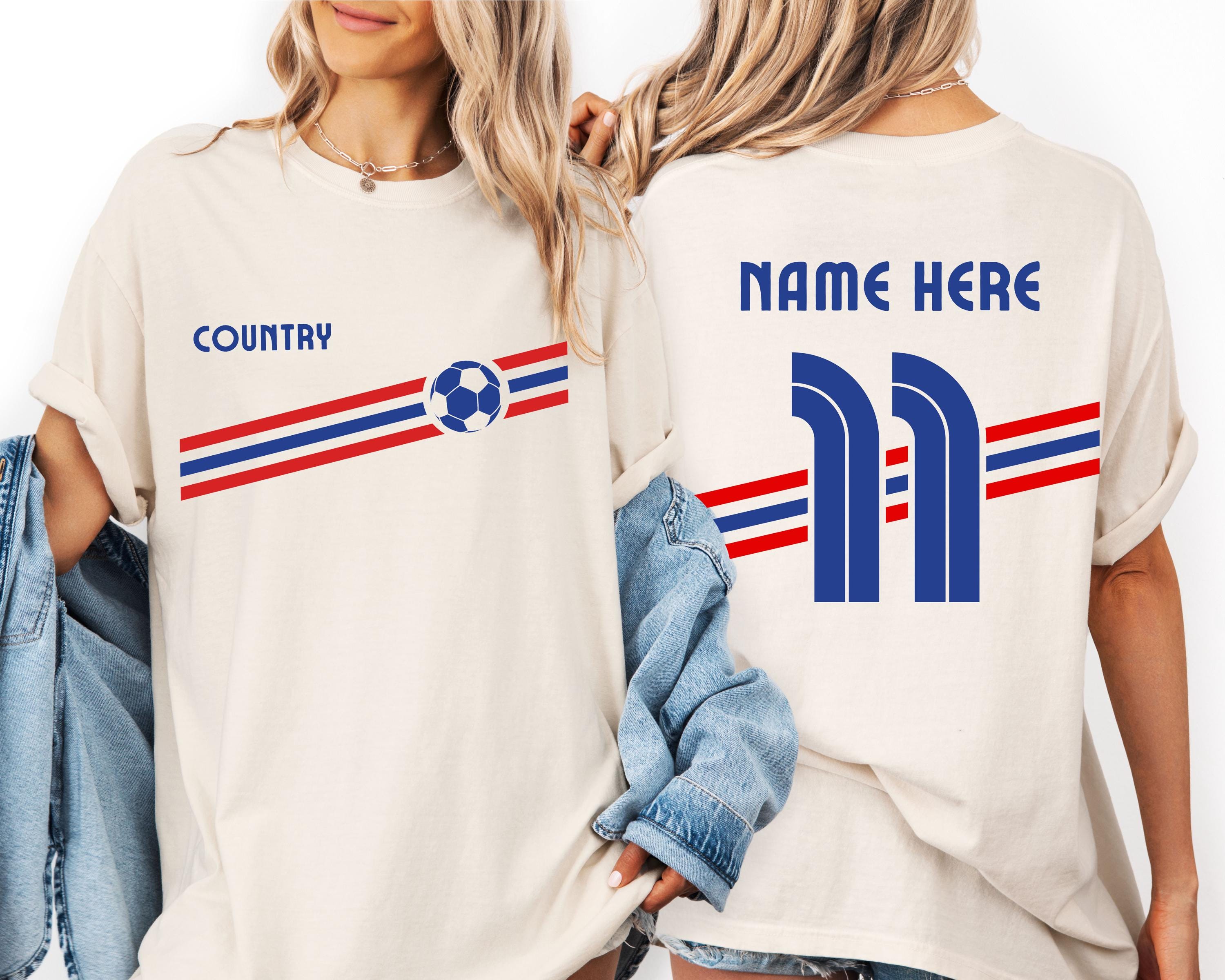 Discover Personalized Country Shirt, Game Day T-Shirt, Soccer Graphic Tee, Soccer Fan Apparel, Customizable Name Number , Unisex
