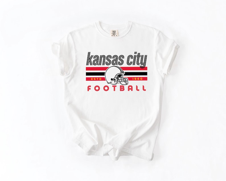 Comfort Colors Kansas City Football Vintage Sweatshirt T-Shirt,Retro Long Sleeve Shirt , Kansas City Fan Gift , Sunday Football White