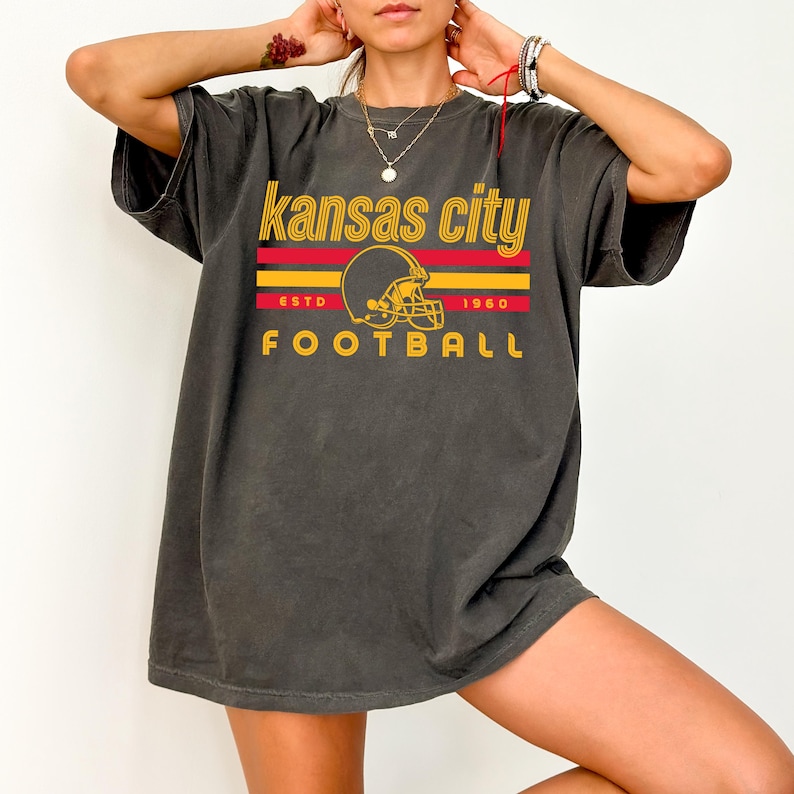Comfort Colors Kansas City Football Vintage Sweatshirt T-Shirt,Retro Long Sleeve Shirt , Kansas City Fan Gift , Sunday Football image 1
