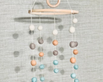 Baby mobile/baby baby mobile/filzkugel mobile/holz mobile/beach vibes/neutrals - Mobile Baby - Wollfilz Ball Krippen mobile