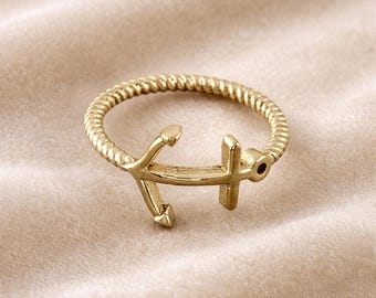 Gold Nail Ring , Minimalist Open Ring, Industrial Screw Nail Jewelry, Dainty Stackable Ring, Unique Gift for Her, Modern Edgy Ring
