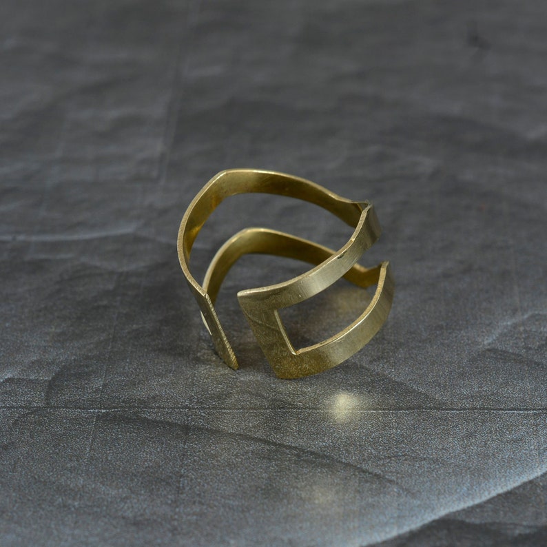 Adjustable Ring Chevron Knuckle Rings Double chevron ring V-Shape Brass Ring