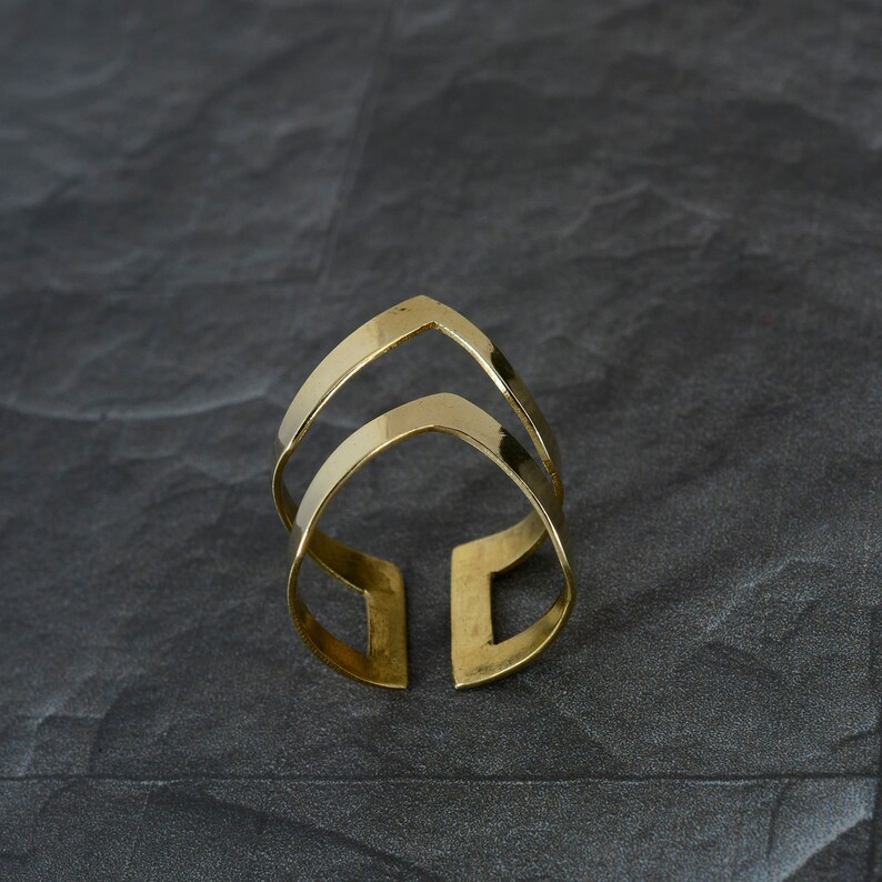 Adjustable Ring Chevron Knuckle Rings Double chevron ring V-Shape Brass Ring