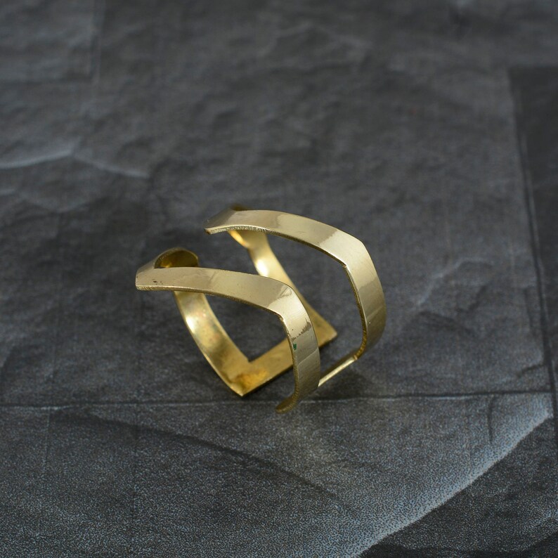 Adjustable Ring Chevron Knuckle Rings Double chevron ring V-Shape Brass Ring
