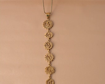 Gold 7 Chakra Necklace • Healing Chakra Pendant Jewelry • Yoga Spiritual Gift for Women • Meditation Energy Balance Necklace