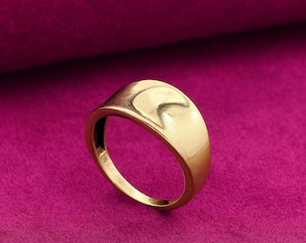 Crescent Moon Gold Ring, Adjustable Celestial Jewelry, Boho Lunar Ring, Astrology Gift, Unique Statement Band for Women"