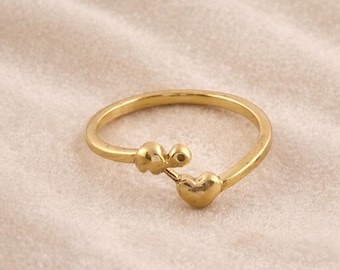 Dainty Gold Heart Ring, Minimalist Stackable Ring, Tiny Heart Jewelry, Delicate Gold Band, Everyday Ring, Gift for Her, Romantic Jewelry