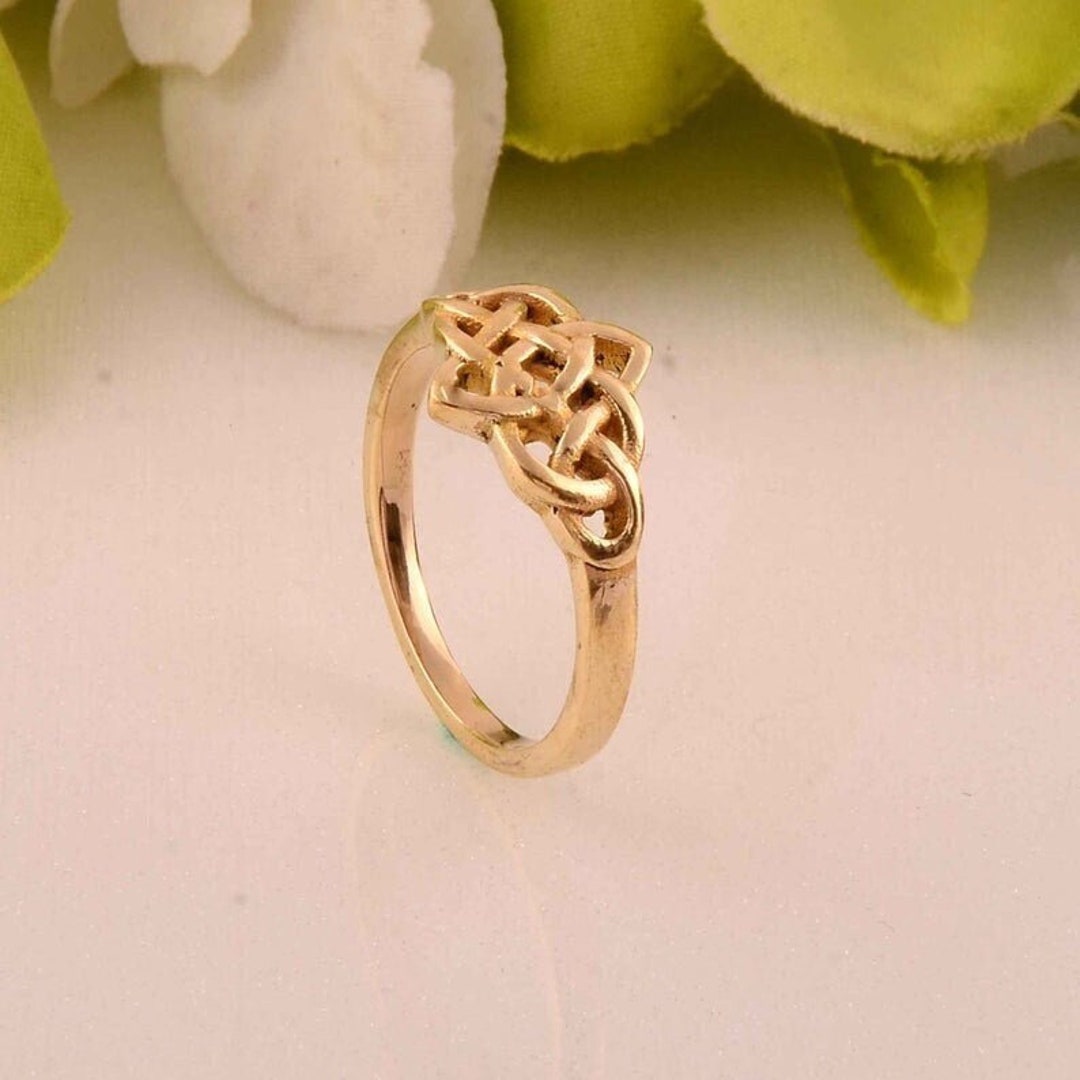 Celtic Knot Ring - Infinite Loop Ring - Gold Plated Brass Ring ...