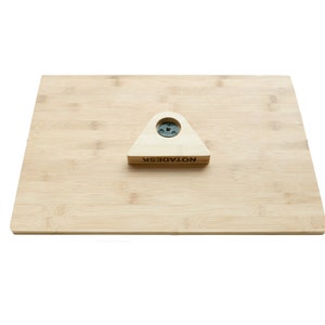 Bamboo desk with adapter for tripods, create your own standing desk at home, adjustable in height, flexible and portable workstation