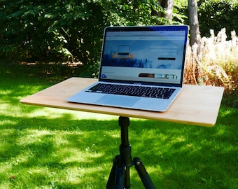 Large bamboo tripod desk - adjustable - inclination and height adjustable - mobile sit stand desk - portable office - multifunctional